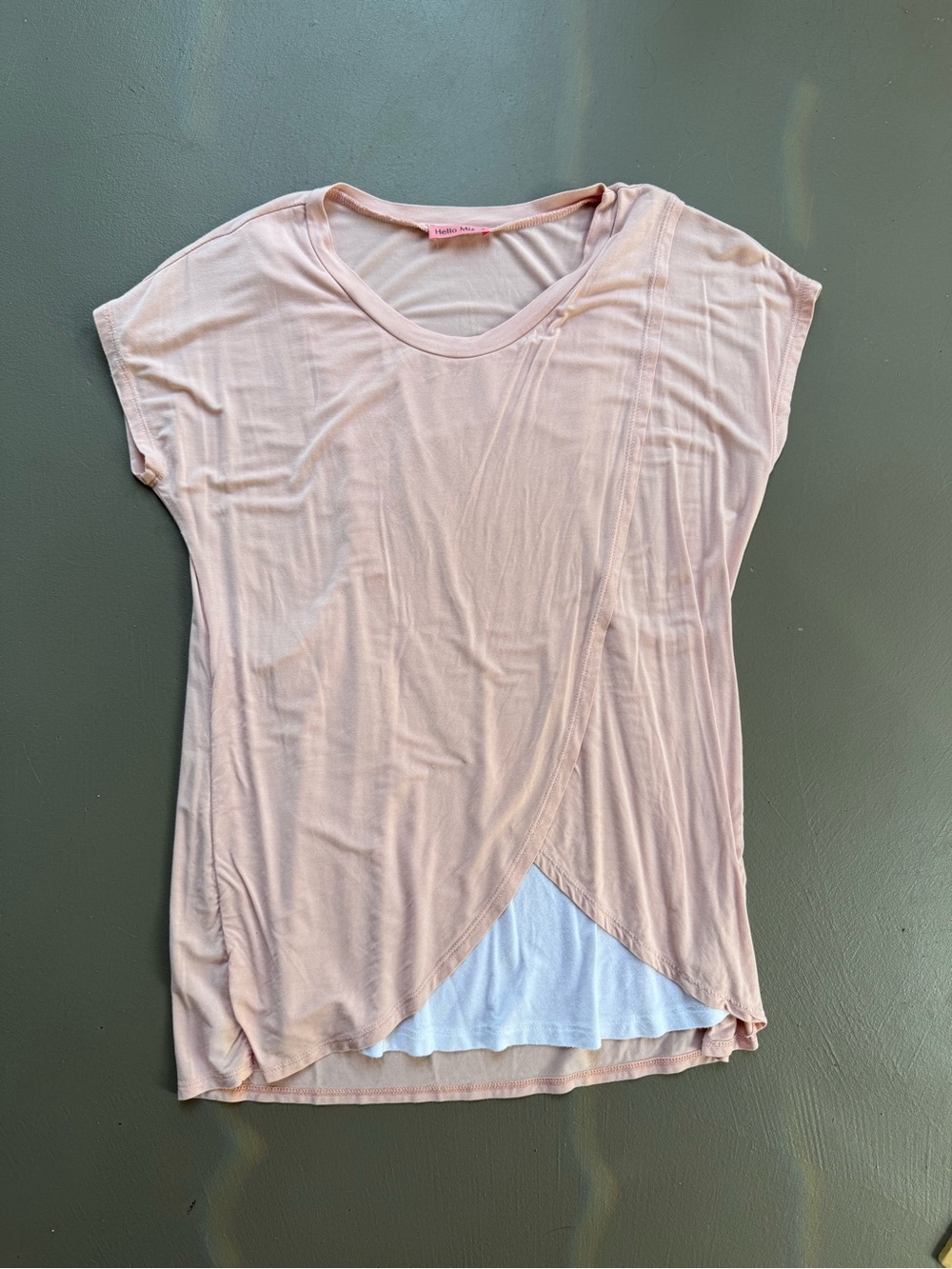 Hello Miz Nursing Top SMALL Pink Layered Wrap Front Maternity Breastfeeding